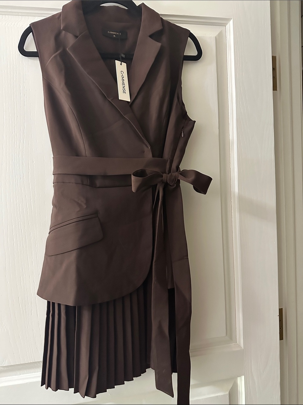 Sleeveless Brown Wrap Blazer Dress - Brown: NWT size XL - Picture 3 of 4